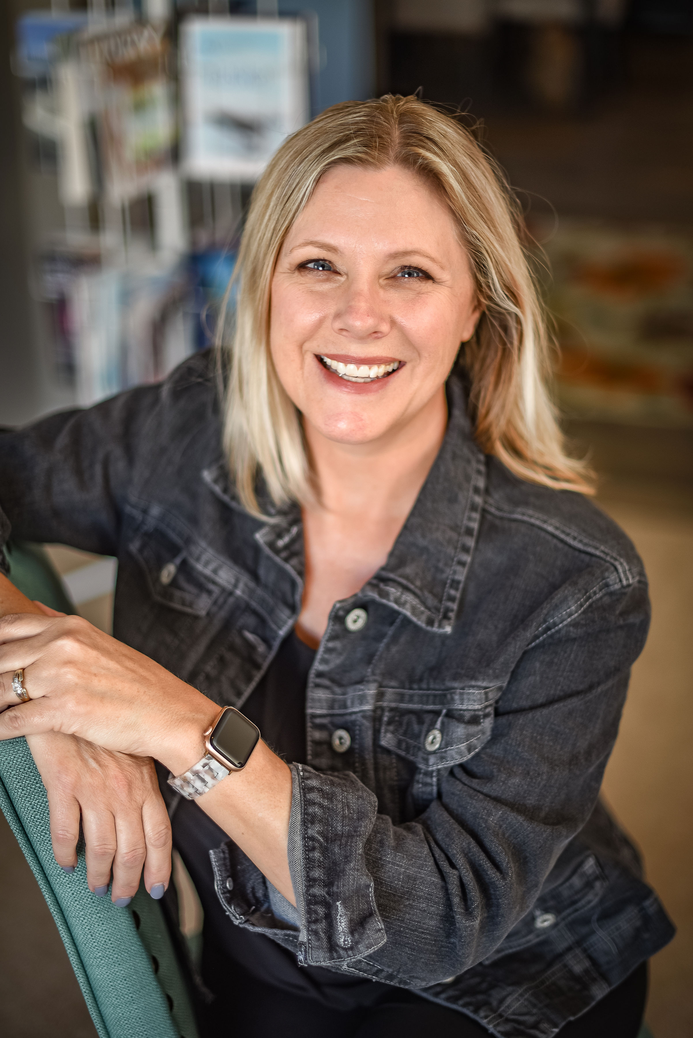 Lynette Calleros in a denim jacket